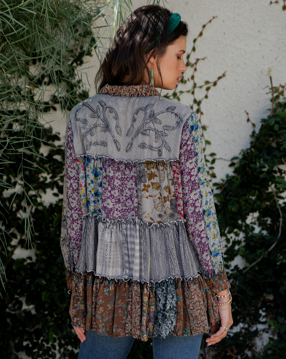 Overdyed Jhabla Patchwork 3/4 Sleeve or LS Top