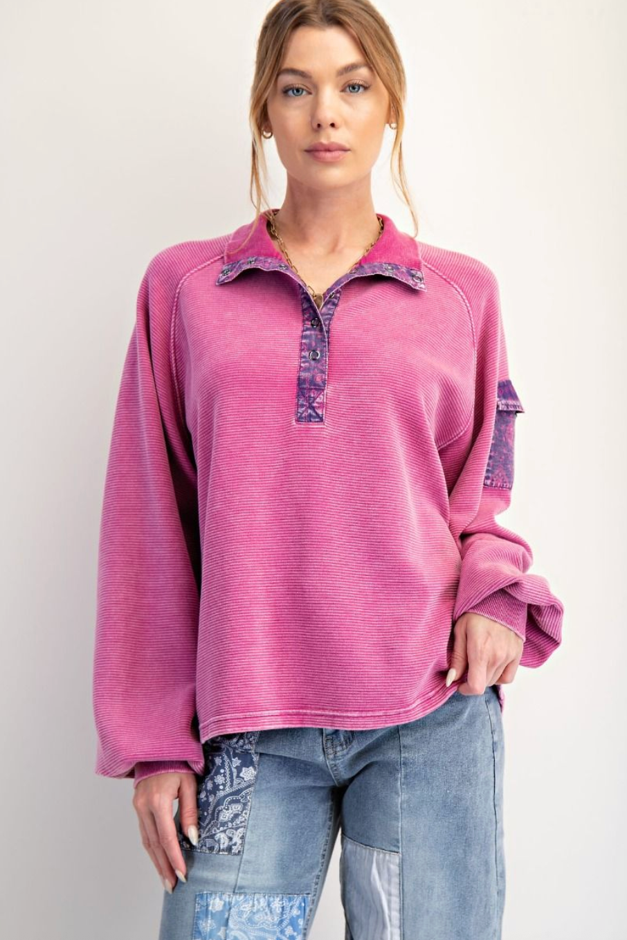 Orchid Ribbed French Terry Ribbed Top