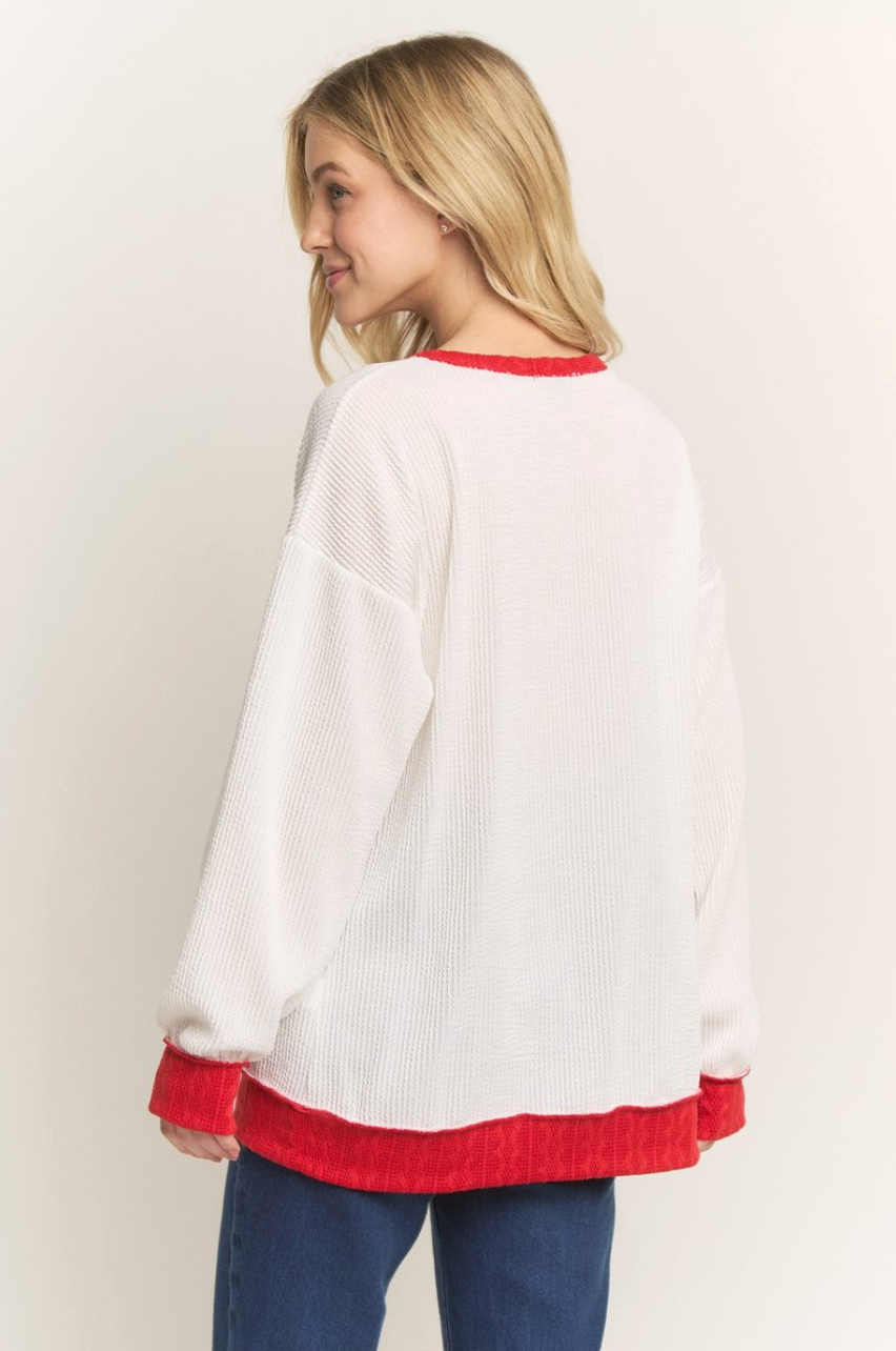 Sequin Bow Ribbed Top