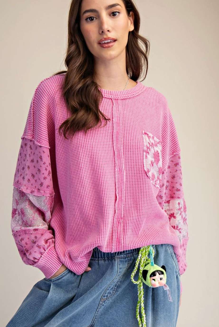 Pink Patchwork Thermal Top