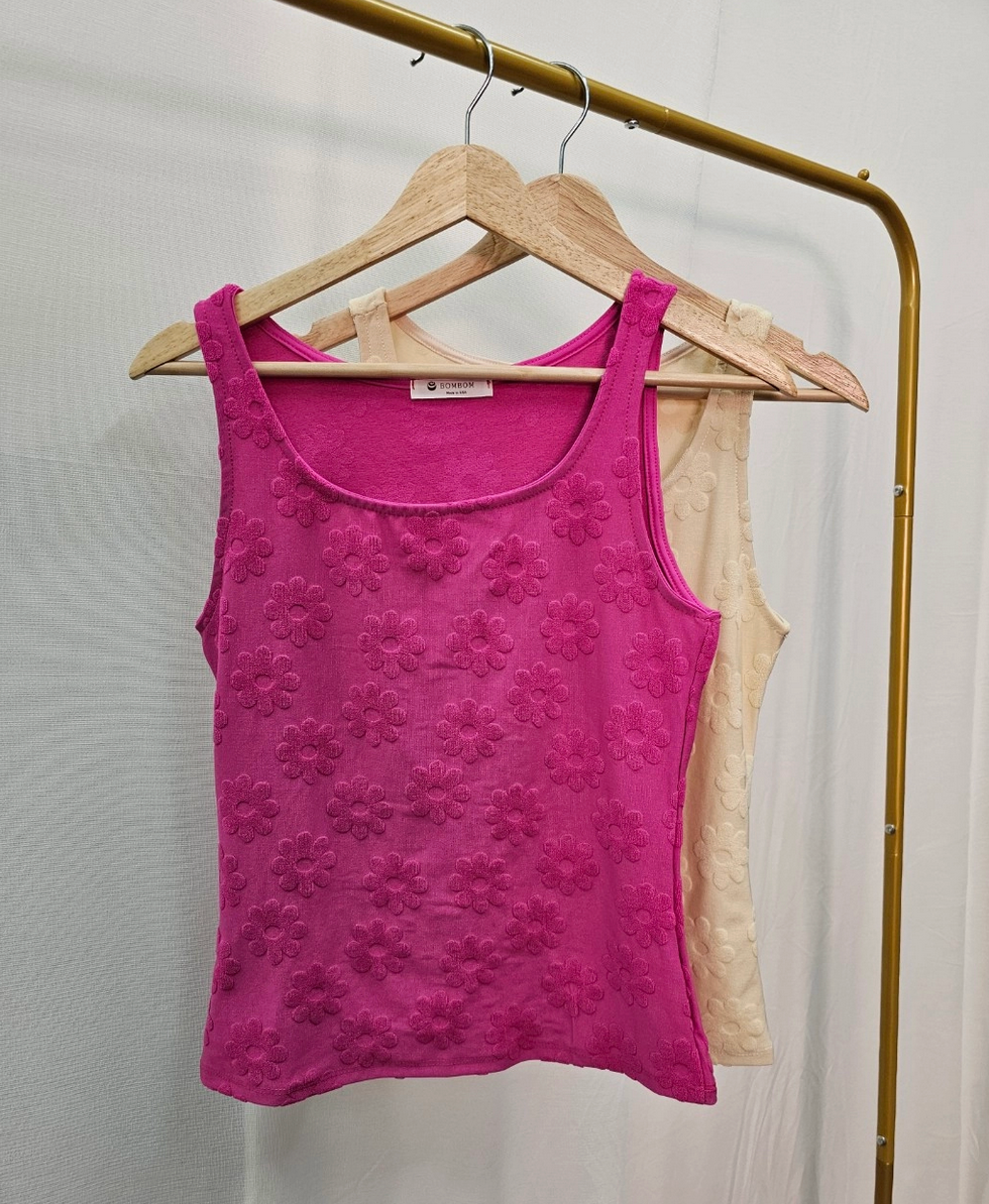 Fuchsia Daisy Textured Tank
