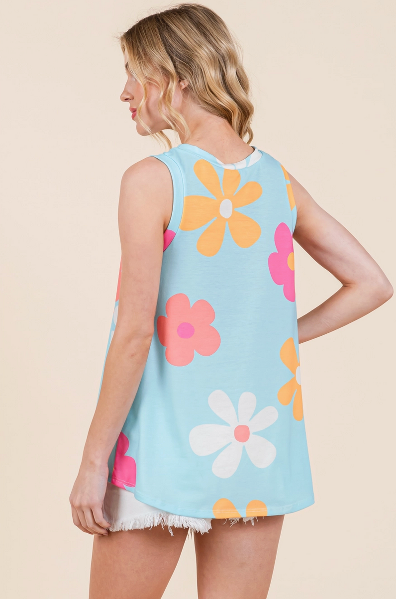Retro Flower Sleeveless Tank