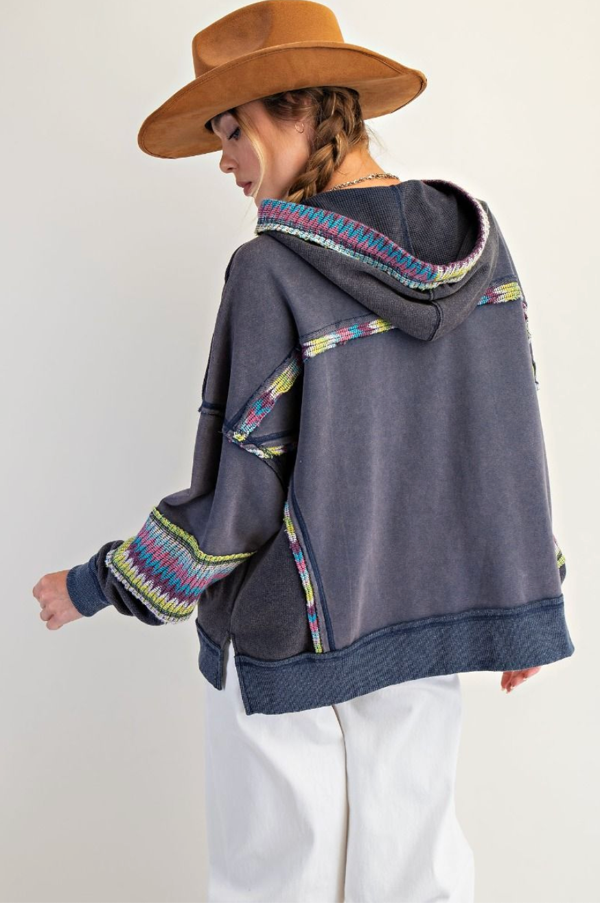 Daisy Patch Hoodie with Knit Accents