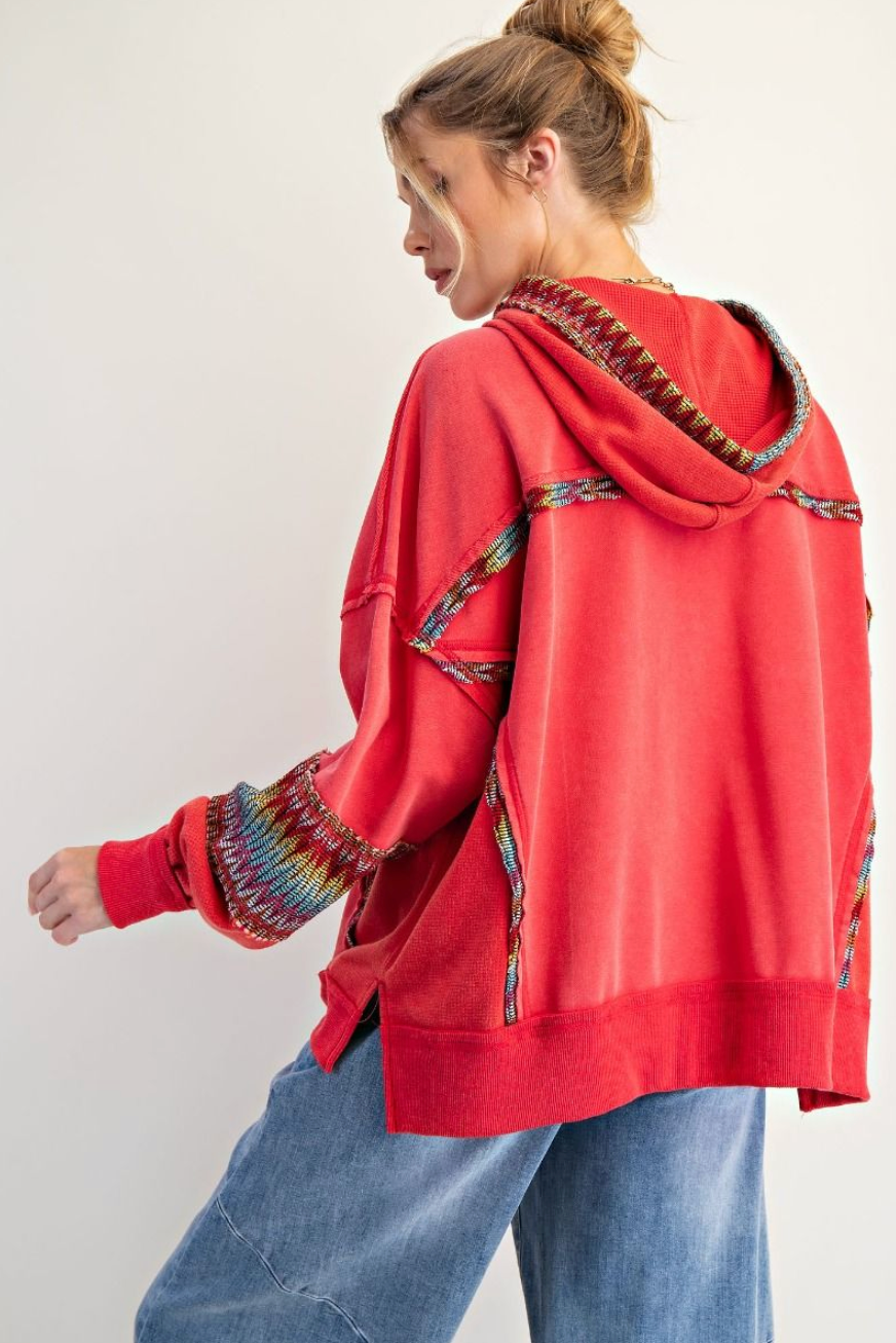 Daisy Patch Hoodie with Knit Accents