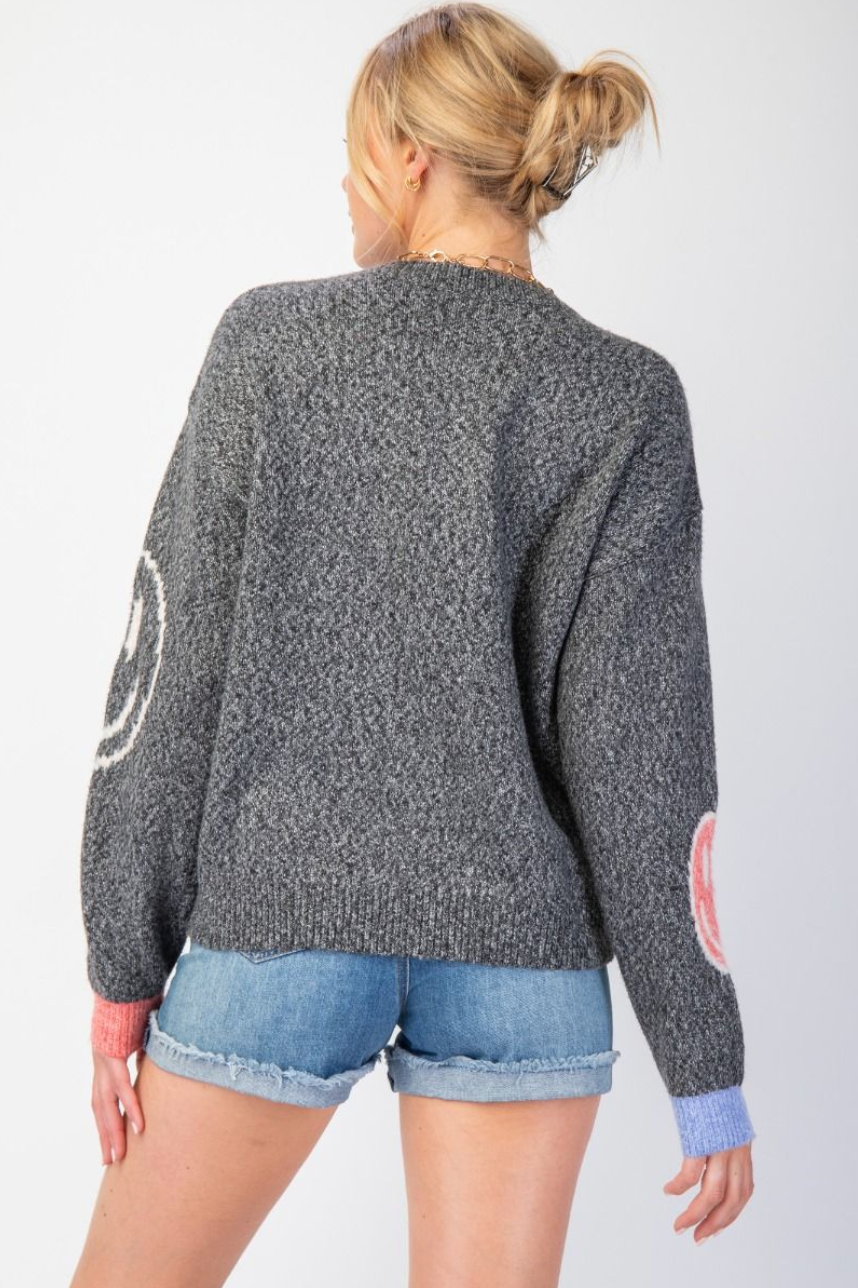 Charcoal Happy Face Sweater