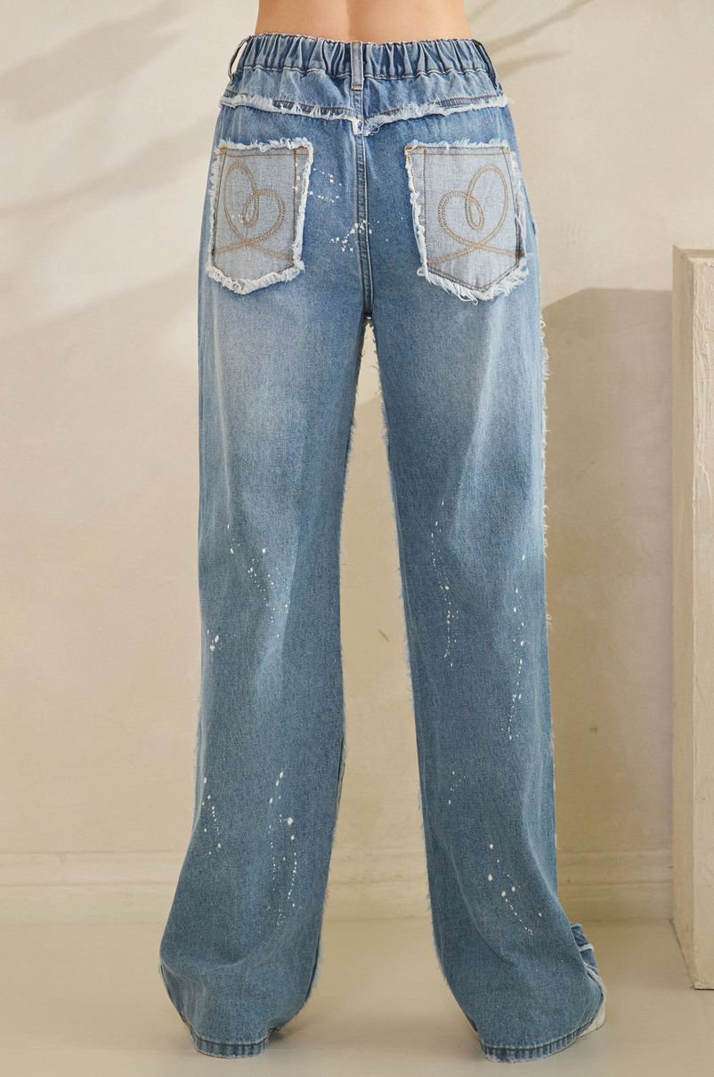 Oli & Hali Cut Out Cheetah Heart Jeans