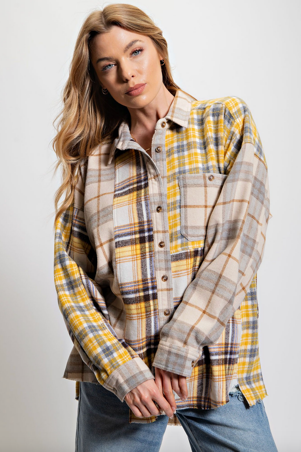 Boxy Plaid Shacket Top S-L