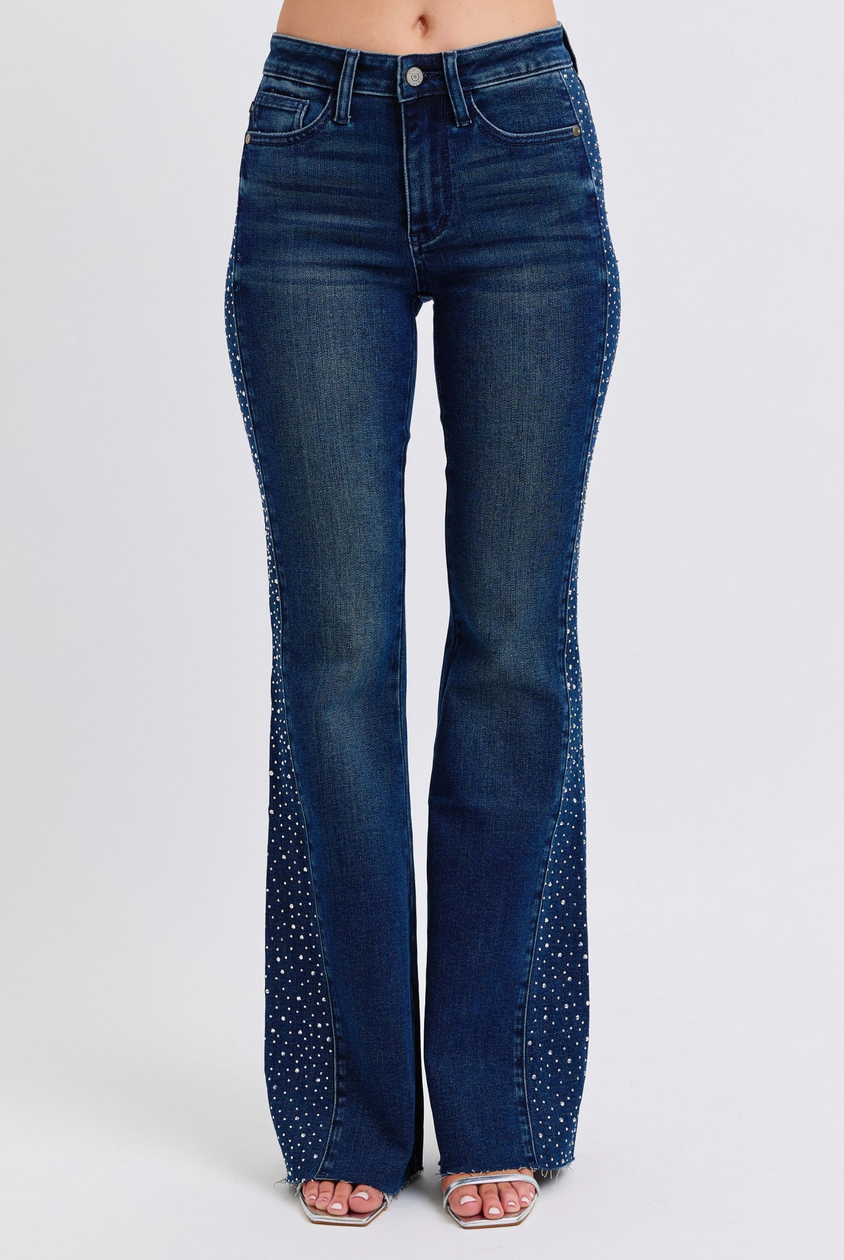 Judy Blue 88920 MR Dark Rhinestone Flares