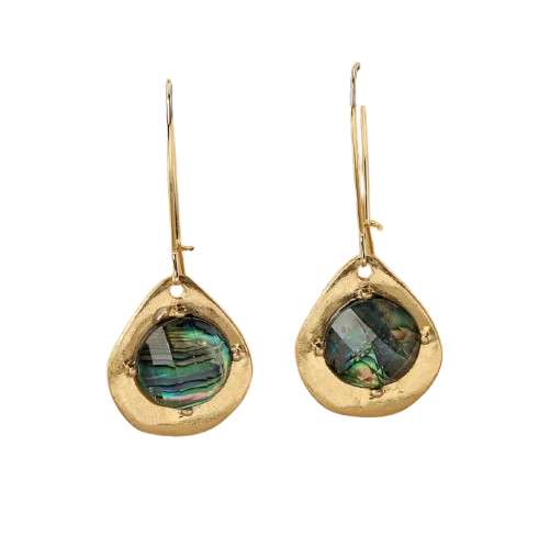 Abalone and Goldtone Earrings