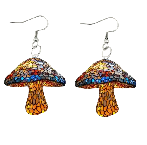 Mosaic Mushroom Acrylic Earrings