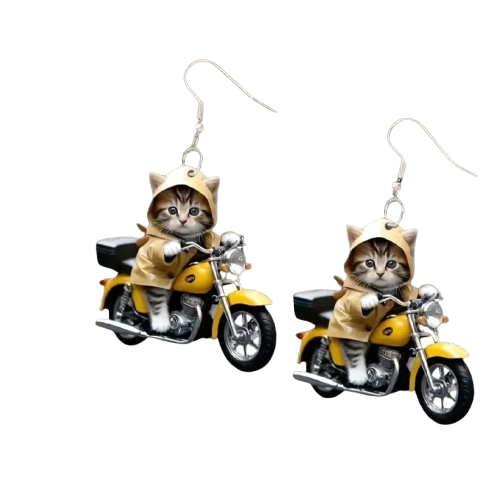 Cats on Motorcycles Earrings