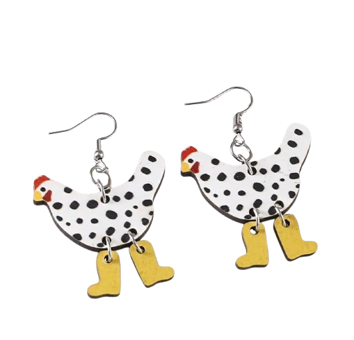 Chicken with Boots Earrings