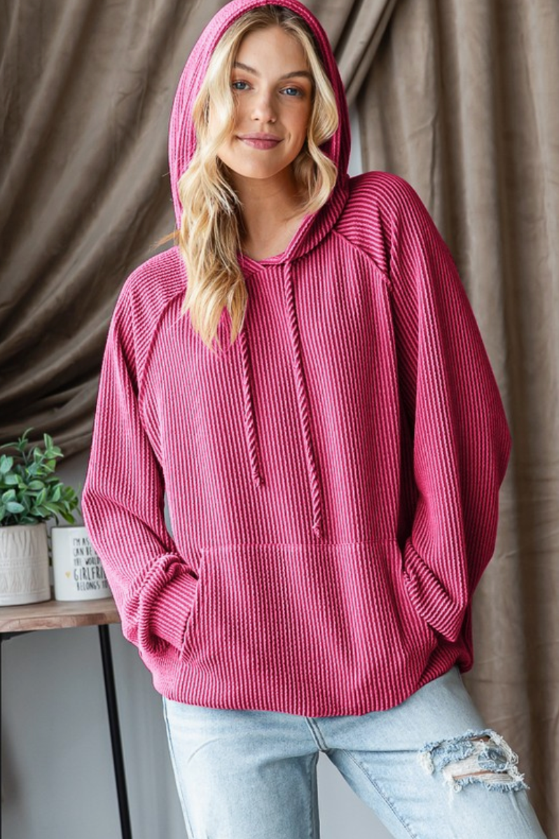 Long Sleeve Ribbed Hoodie Top