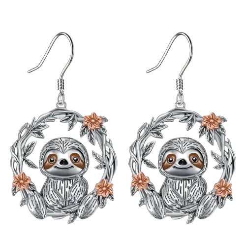 Floral Sloth Earrings