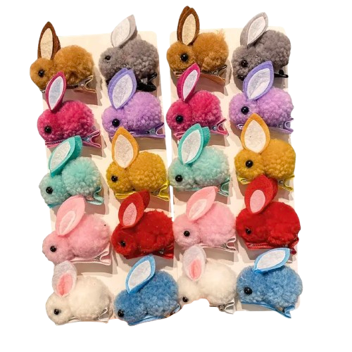 Fuzzy Bunny Hair Clips