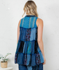 Boho Patchwork Button Front Sleeveless Top
