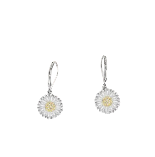 Silvertone Daisy Drop Earrings