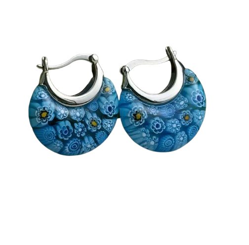 Millefiori Glass Hoop Earrings