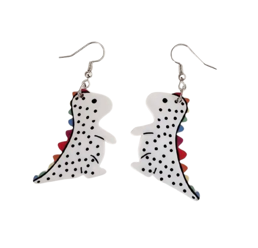 Rainbow Spine Dinosaur Earrings