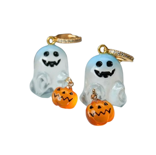 Happy Ghost with Pumpkin Earrings