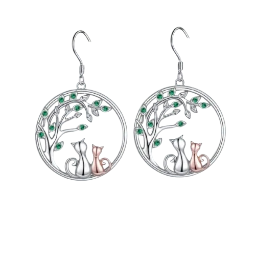 Cats and Tree Earrings