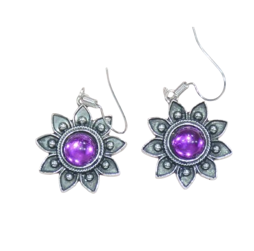 Purple Flower Earrings