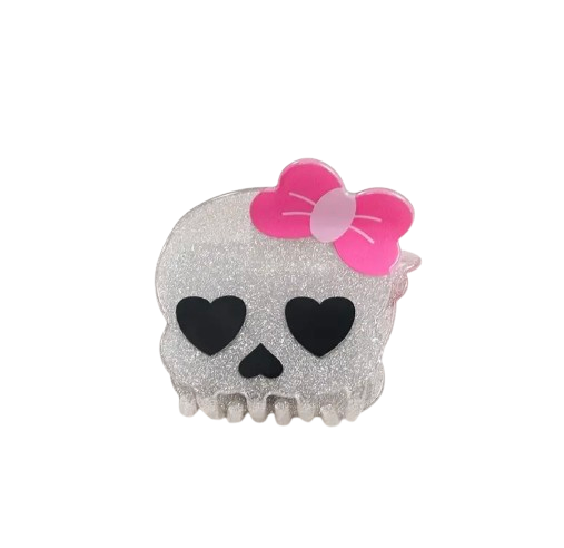 Skull with Bow Hair Clip