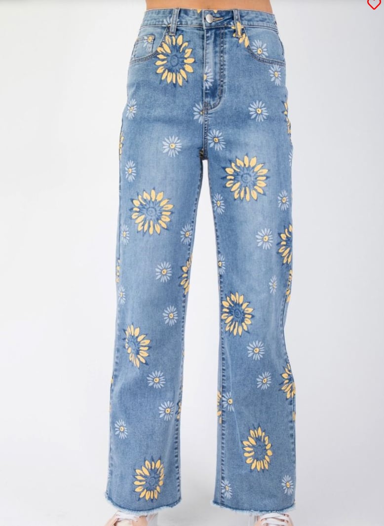 Easel Sunflower Jeans