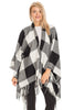 Load image into Gallery viewer, Oversized Gingham Checkered and Frayed Ruana Poncho