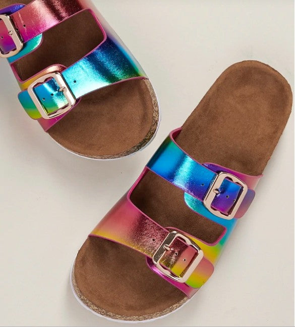 Metallic rainbow sandal