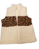 White Zip-up fur vest with Leopard accents