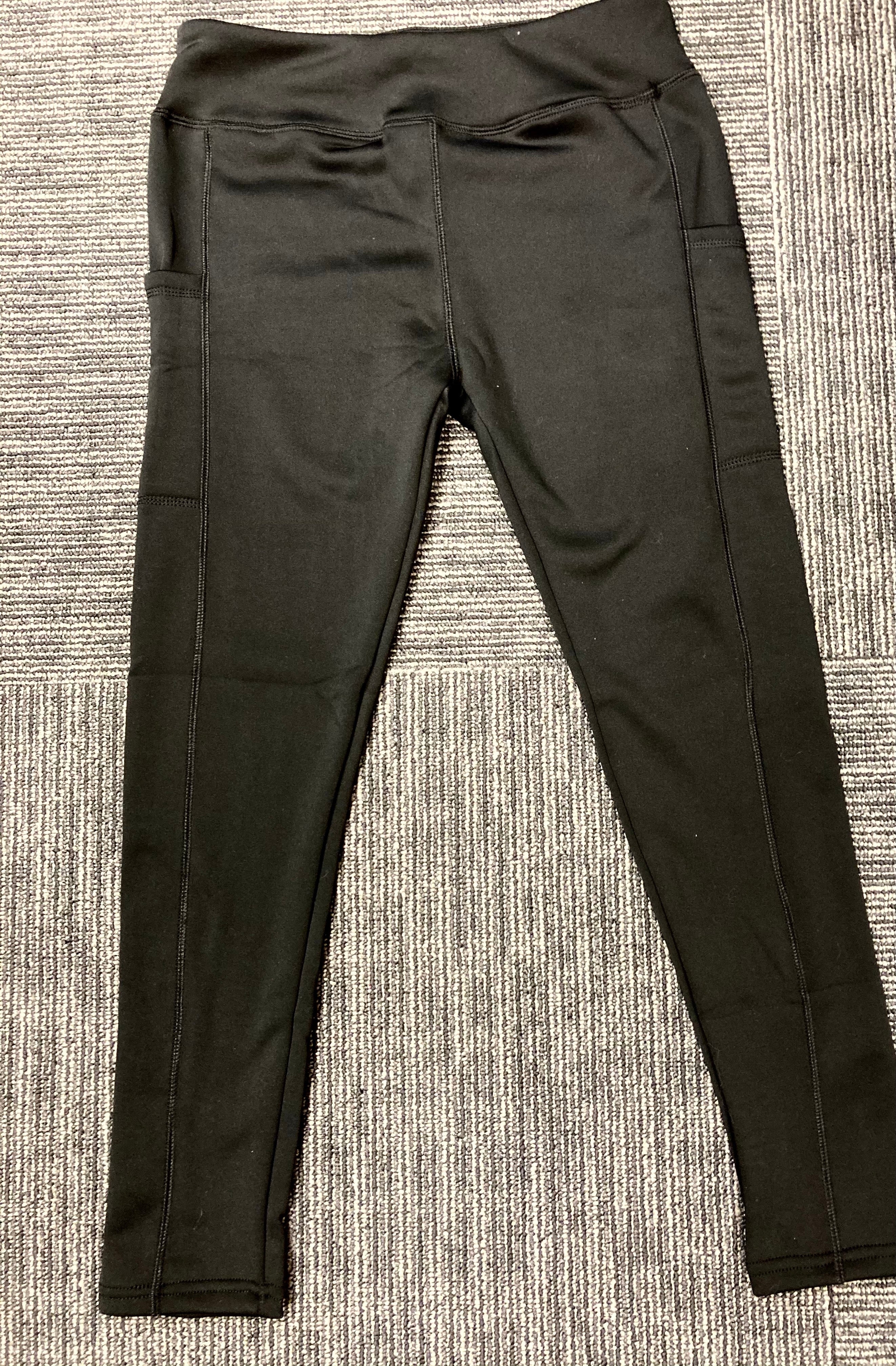 Lined black Solid Pocket leggings