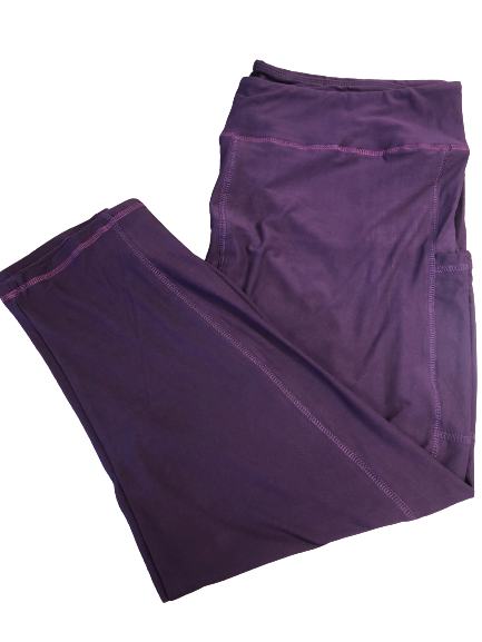 Purple Capri Solid Legging with Pockets