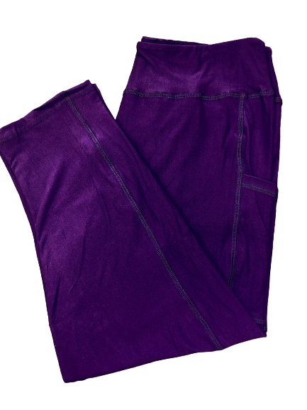 Bright Purple Solid Capri Legging with Pockets