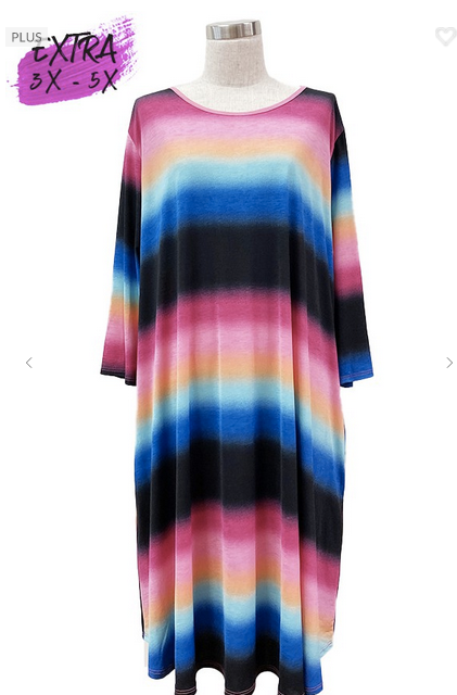 Blur Stripe Pocket Dress 3X-5X only