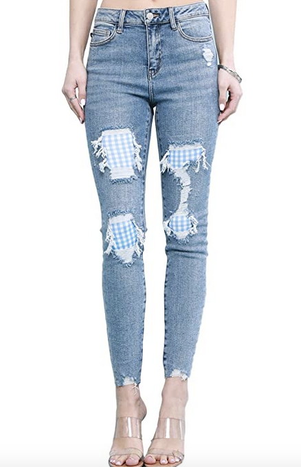 Judy Blue Gingham Patch High Rise Skinny Jean