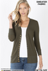 3/4 Sleeve Snap Front Cardigan S-XL