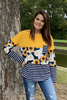 Yellow and Navy Long Sleeve Top With Sunflowers