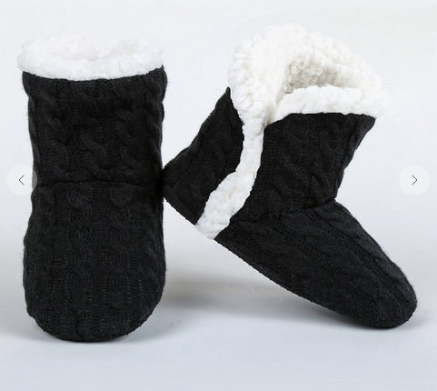 Cable Knit Faux Sherpa Lined Slippers
