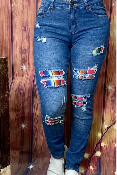 Serape Patch Jeans