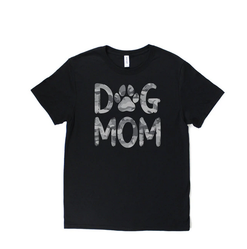 Dog Mom camo print tee