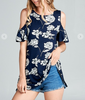 Load image into Gallery viewer, Navy Flutter Sleeve Top