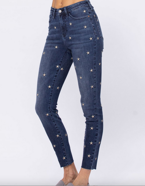 Judy Blue Star Embroidered Star Skinny Jean