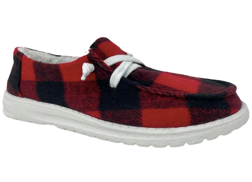 Riley Red/Black Plaid "Dude" Style Loafers