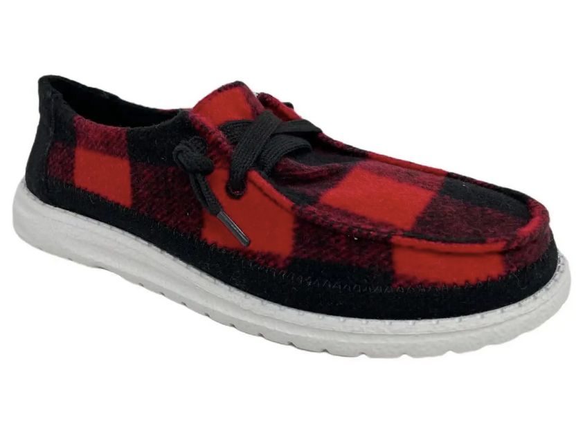 Prima Red/Black Plaid "Dude" Style Loafers