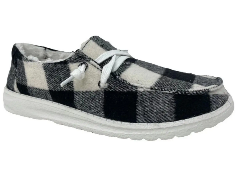 Riley Black/White Plaid "Dude" Style Loafers