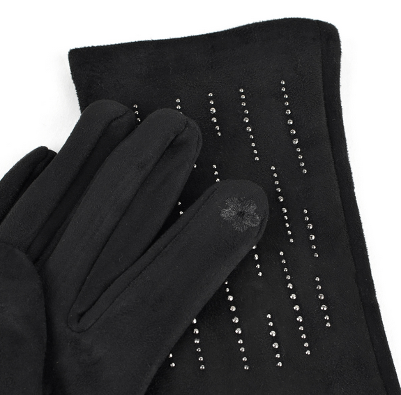 Rhinestone Studded Touch Screen Gloves