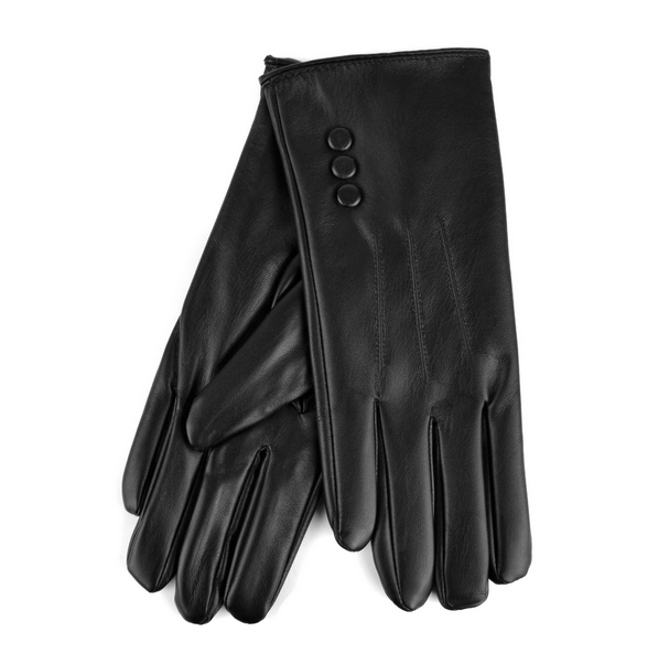 Black Vegan Leather Touch Screen Gloves