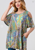 4X-6X Paisley Cold Shoulder Top