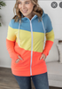 4X only - Neon Lights Zip Front Thumbhole Hoodie
